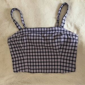 Hollister Purple and Black Plaid Crop Top size small